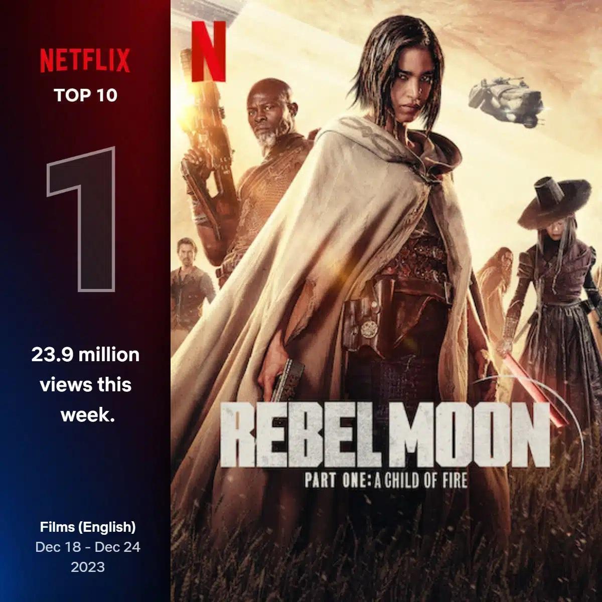 Rebel Moon de Zack Snyder lidera as classificações da Netflix